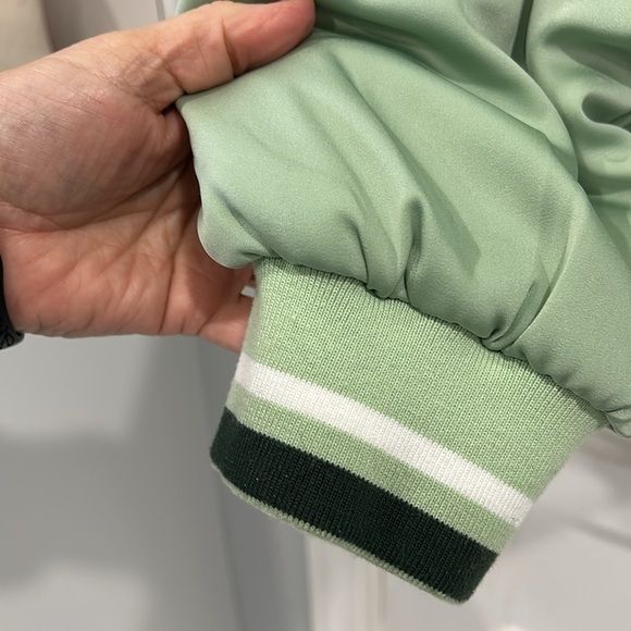 Adika Spoiled Girl Satin Finish Mint Green Oversized Bomber Jacket - XL - Picture 8 of 11